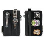 VIPERADE VE17 Small EDC Pouch, EDC Pocket Organizer with DIY Patch Area, Mini EDC Pouch with Zipper Pocket, Small Card Pocket, 2 Slots Pocket for EDC Black