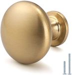 NIZADO 12 Pack Warm Gold Drawer Knob Solid Kitchen Cabinet Hardware,Champagne Bronze Cabinet Knob Antique Brass Dresser Knob Euro Style Furniture Hardware,Diameter:1-1/5 "