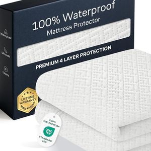 100% Waterproof King Mattress Protector - 360 Protection Against Spills, Stains & Accidents for Parents & Pet Owners - Noiseless & Cooling Viscose Made from Bamboo (White)
