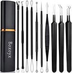 Pimple Popper Tool Kit - Boxoyx 10 Pcs Blackhead Remover Comedone Extractor Kit with Box for Quick and Easy Removal of Pimples, Blackheads, Zit Removing, Forehead,Facial and Nose (Black)