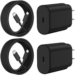 Type C Fast Charger, 2 Pack 25W USB C Wall Charger Super Fast Charging Block with 6FT USB C to C Cable for Samsung Galaxy S24 S23 S22 S21 S20 Ultra S10 S9, Note 20 10 9, Pixel 8 7 6 Pro, Android Phone