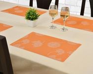 Yellow Weaves PVC Rectangular Dining Table Placemats, Set of 6 - Apricot