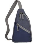 CLAPLAP Stylish anti theft chest crossbody sling backpack with adjustable strap for Men Women, lightweight one strap sling bag for hiking walking biking (29 x 19.5 x 9 cm, grey and blue)