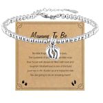 BENIFILE Mum to Be Gifts, Baby Shower Gifts, Mummy to Be Gifts, Silver Bracelet for Women with Little Foot Charm and Greeting Card, New Mum Gifts, Pregnancy Gifts for Mum Expecting Christmas Gifts