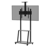 BIG VUE Rolling/Mobile TV Cart with Wheels for 32-65 Inch LCD LED 4K Flat Screen TVs, TV Floor Stand with Shelf Holds Up to 100 lbs | Adjustable Height Trolley Max VESA 600 x 400 mm