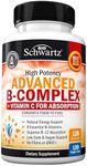 Vitamin B Complex with Vitamin C for Maximum Absorption - Methylcobalamin b12 & Folate Folic Acid Supplement - B1 B2 B3 B5 B6 B7 B9 for Immune Energy & Nervous System Support - Non-GMO, 120 count