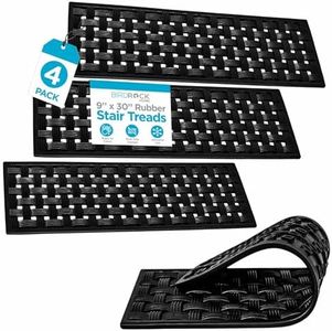 BIRDROCK HOME 9 x 30 Rubber Stair Mat with Basket Weave Design | 4 Pack | Tread Mat | Keeps Your Floors Clean | Outdoor Doormat | Decorative Design