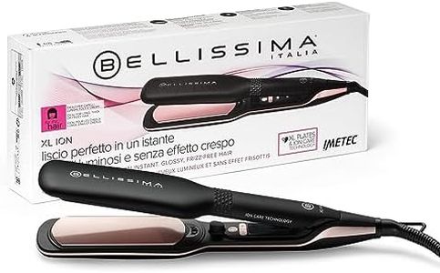 Bellissima Imetec XL ION, piastra per capelli lisci, piastre larghe, ionizzatore, rivestimento ceramica e cheratina, 5 temperature da 150 a 230°C, riscaldamento rapido, cavo 1,8 m