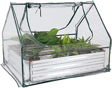 Sunnydaze Raised Garden Bed with Cover Outdoor Mini Greenhouse Kit with 2 Zippered Doors - Clear - 4' x 3'