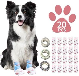 Disposable Dog Booties for Dog Cats, Pet Booties Waterproof and Breathable with Adjustable Bandage,Unstoppable Paw Protectors for Dogs Cats, 20 Counts(M)