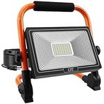 LTE 50W LED Work Light, 4300LM LED Flood Light 500W Equivalent, IP66 Waterproof Outdoor 16.4FT Cord with Plug Job Site Light, 5000K, Adjustable Portable Light for Workshop, Garage, Construction Site