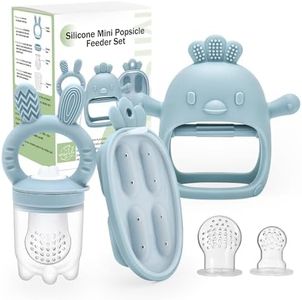 Silicone Baby Fruit Food Feeder, Freezer Tray with lid for Batch Prep,Introduce New Foods, Breastmilk Popsicle Molds, Silicone Teething Toys