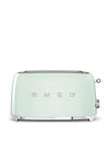 Smeg Toaster, 2 Extra Wide Slot for 4 Slices, Original Italian Brand, Auto Center for Even Browning, Smart Crumb Tray Drawer, Multi-Use: Defrost, Reheat & Bagel, 6 Toast Levels, 1500W, Pastel Green