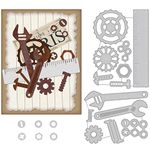 BENECREAT 2Pcs Tools Pattern Carbon Steel Cutting Dies Stencils, Rulers Wrenches Pattern Metal Die Cuts Metal Stencil Template for DIY Scrapbooking Photo Album Decorative Embossing