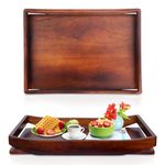 Archtic Wooden Tray for Serving - Premium Handcrafted Rectangular Wooden Tray, Ideal for Breakfast, Tea, Coffee, Snacks - Multipurpose Serveware Trays for Home & Office - Large (16x11x2)