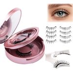 GEMERRY 2 Pair Magnetic Eyelashes Natural Look No Glue or Eyeliner Needed Magnetic Eyelashes Magnetic Lashes Natural Look Reusable Magnetic Eyelashes with Applicator