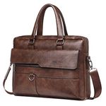 Leather Business Messenger Bag Briefcase Handbag for Men Carry All Laptop Protection for 14 Inch Computer Crossbody Shoulder Satchel Bags Handbag Deep Brown