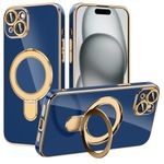 Petocase for iPhone 15 Plus Case with Magnetic Invisible Stand[Compatible with MagSafe] Drop Protection Shockproof Slim Fit Cover Built-in Camera Protector Case for Apple iPhone 15 Plus 2023,Blue