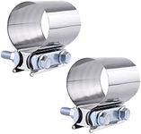 Luluxing 2Pcs Butt Joint Exhaust Band Clamp Stainless Steel Exhaust Muffler Clamp For Exhaust Pipes Muffler Ends And Exhaust System Connection (40MM)