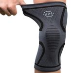 TRESSCA Knee Support with Best Kneecap Compression Provides Perfect Knee Support for Gym, Badminton, Running, Weight Lifting, Black,Nylon, Small