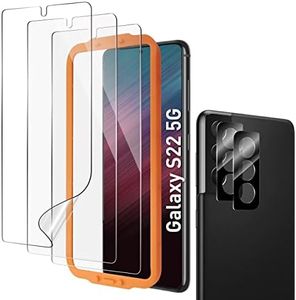 AACL [3+2 Pack] For Galaxy S22 Screen Protector & Camera Lens Protector for Samsung Galaxy S22 5G, 6.1 Inch, 7H Hybrid Film[Fingerprint Unlock][Anti-Scratch]