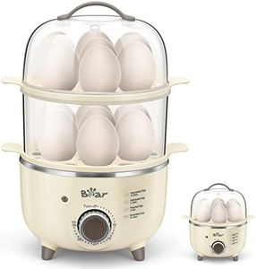 Bear Egg Cooker,14 Egg Capacity Rapid Electric Egg Cooker with Auto Shut-Off Timer for Hard Boiled Eggs, Poached Eggs, Scrambled Eggs, or Omelets,Single or Double Layer Use