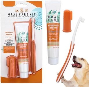 3 Pièces Brosse a Dent Chien et Dentifrice(Dentifrice à l'Arôme De Bœuf 70g+Brosse à Dents à Poils Souples+Brosse à Doigts),Kit de Soins Dentaires,pour Élimine La Plaque Dentaire
