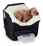 Snoozer Dog Car Seat with Storage Tray: Lookout II Car Seat for Small Dogs 0-15 lbs, Pet Car Seat to Alleviate Car Sickness for Dogs, Included Harness Strap, Black Diamond Removable Washable Cover