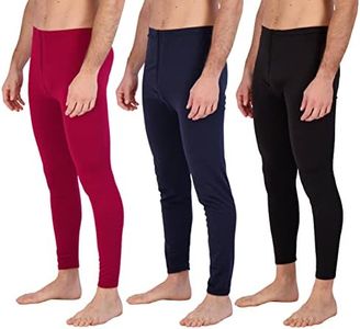 3 Pack:Mens Thermal Underwear Base Layer Fleece Lined Fly Long Johns Bottom Pants Warm Long Johns Compression Underpants Cold Tights Leg Warm termicos Hombre Leggings Training Tights Snow- Set 4, L