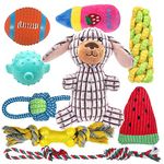 Puppy Toys,Squeaky Dog Toys for Puppy Small Dogs,9 Pack Small Dog Toys Cute Dogs Squeaky Toys,Durable Puppy Teething Toys, Puppy Chew Toys Balls Toys,100% Natural Cotton Rope Chew Toys,Safe Non-Toxic