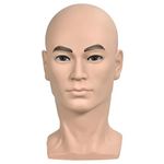 Male Training Head Bald Mannequin Head Manikin Doll Head for Wig Making,Glasses, Hat Display with Free Clamp