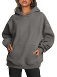 Baonmy Hoodies for Women Oversized Fleece Hooded Sweaters Long Sleeve Sweatshirt with Pocket Fall Clothes Dark Grey