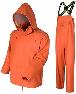 Navis Marine Workwear Rain Suit for Men Heavy Duty Waterproof Jacket with Pants 3 Pieces (Orange, Large)