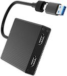 HBAVLINK USB Dual Monitor Adapter Built-in DisplayLink DL6950 Chip, USB 3.0 and USB C to HDMI Dual Display Adapter 4K 60Hz, Compatible with Windows, macOS, mac M1/M2, Android, Chrome OS