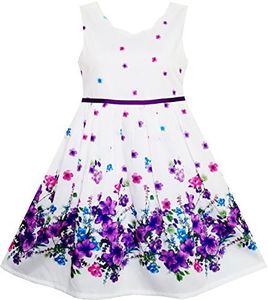 Sunny Fashion Robe Fille Élégant Princesse Épanouissement Fleur dans Vent 6 Ans,6 ans,Violet-Pourpre et Bleu