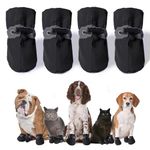 4 Pcs Non-Slip Waterproof Dog Boots | Soft Paw Protectors for Indoor, Outdoor | Small/Medium/Large Sizes (Black, 4)
