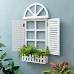Vishwakarma Arts White Fake Window Flower Pot | Wooden Wall hangings Flower Pot for Home Decoration | Plant Stand for Balcony Wooden