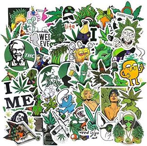 Autocollants de mauvaises herbes, 50 pièces autocollants imperméables de marijuana pour les adultes autocollants cool en vinyle pour bouteilles d'eau, ordinateur, autocollants décalcomanies