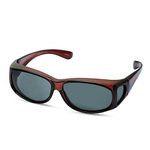 LensCovers Polarized Wraparound Sunglasses | Wear Over Sunglasses | Fitover for Glasses, Xs Brown Frame With Smoke Lens, X-Small