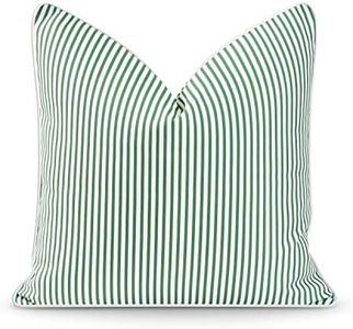 Hofdeco Premium Coastal Patio Indoor Outdoor Pillow Cover Only, 20"x20" Water Resistant for Backyard, Couch, Green Stripe