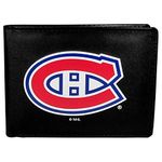 NHL Montreal Canadiens Unisex Siskiyou SportsLeather Bi-fold Wallet, Large Logo, Black, One Size