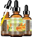 Botanical Beauty Organic Pumpkin Seed Oil Australian. 100% Pure / Natural / Undiluted /Unrefined Cold Pressed Carrier Oil. 4 Fl.oz.- 120 ml. For Skin, Hair, Lip And Nail Care. "One Of The Richest Sources Of Enzymes, Fatty Acids, Iron, Zinc, Vitamins A, C, E And K".