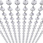 Crystal Garland Strands - Hanging Chandelier Gem Bead Chain - 14mm Clear Octagon Prism Diamond String Decorations for Wedding Party Manzanita Centerpiece Christmas Tree (Acrylic, 33 Feet)