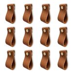 Hiili & Kaala 12 Pack Knobs for Dresser Drawers, Leather Dresser Knobs, Soft Drawer Knobs Upgrade The Look of Furniture, Perfect Replacement of Metal Cabinet Knobs (Brown)