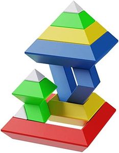 ETI Toys, STEM Learning, 30 Piece Stackem Pyramid. Build Tree, Owl, Lighthouse, Endless Designs. 100 Percent Safe, Fun, Creative Skills Development. Gift, Toy for 3, 4, 5 Year Old Boys and Girls