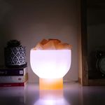 Shubhanjali Crystal Himalayan Salt Lamp for Home Decor Items | Himalayan Pink Salt Raw with Selenite Bowl Lamp for Home Décor Items for Living Room Positive Energy