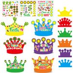 Packs Fiesta Cinco De Mayo Mexican Crown for Kids Fiesta Headband DIY Art Craft Cactus Taco Sticker Set Summer Craft Kits for Kindergarten Preschool Home Classroom Game Activities Party Favors