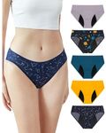 Neione Period Underwear Menstrual Panties Moderate Flow Supersoft Bikini Briefs Women Postpartum Panty 5 Pack Galaxy S