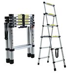 1.4M-1.7M Telescopic Ladder Multi-Purpose Aluminum Portable Ladders for Home Household Capacity Max Load 150kg/330lb 4/5 Steps EN131