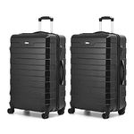 RMW 2-Piece Cabin Luggage Set 20” Hard Shell Suitcases, Lightweight PC Travel Trolley Cases with TSA Lock, 4 Spinner Wheels, Durable Scratch-Resistant Carry-On Set (Black, Cabin 20" X 2)